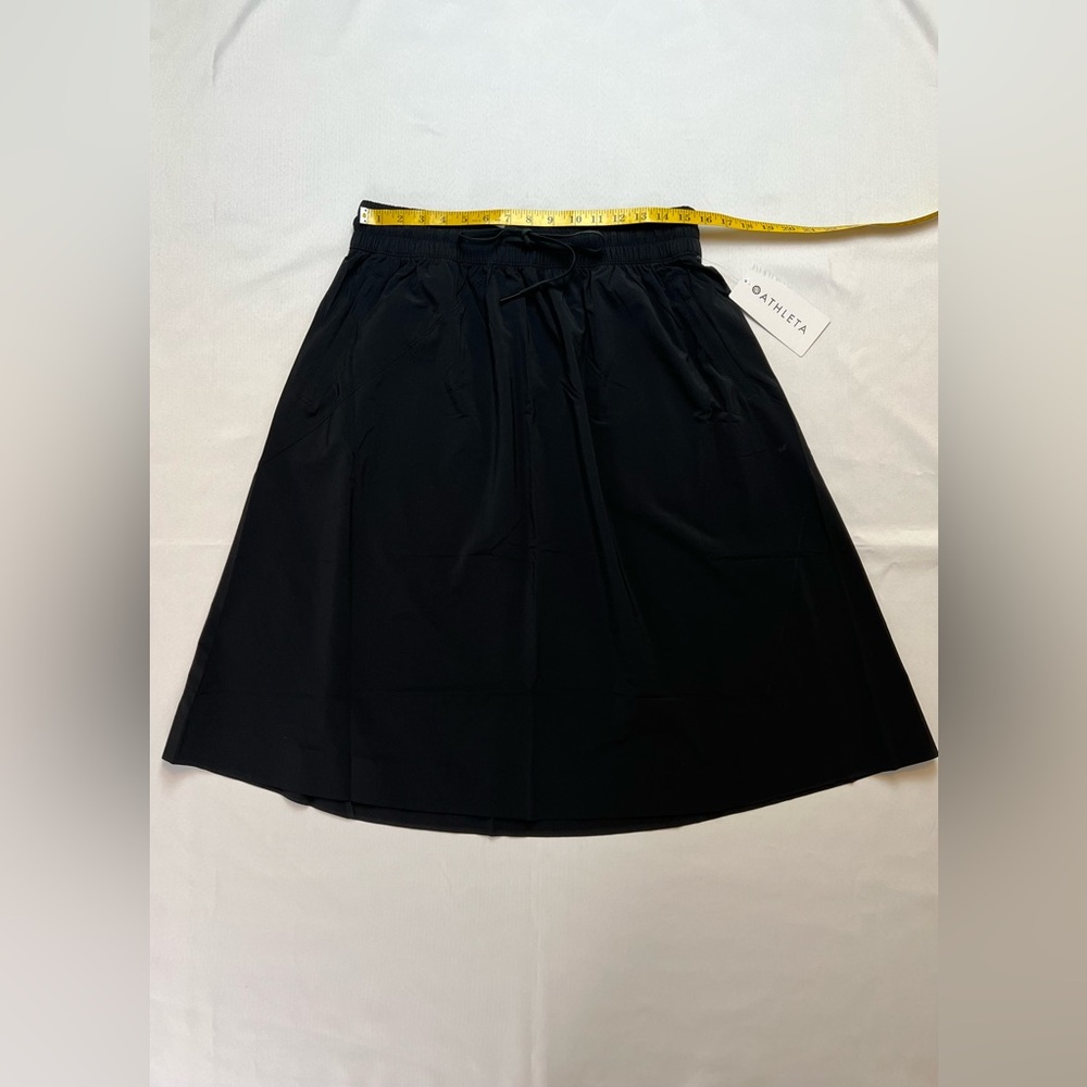 Athleta Arrival Black A-line Work Vacation Travel Elastic Waist Drawstring Skirt - Picture 10 of 16